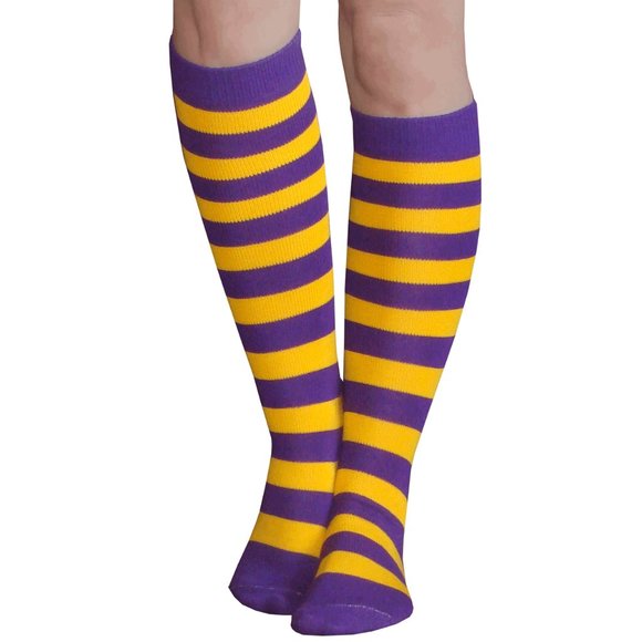 Purple/Gold Striped Socks - Picture 1 of 2